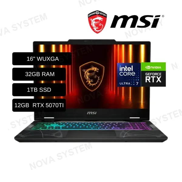 MSI LAPTOP MSI VECTOR 16 HX AI INTEL CORE ULTRA 7 255HX / 32GB RAM/ 1TB SSD/ 12GB RTX5070TI / PANTALLA 16