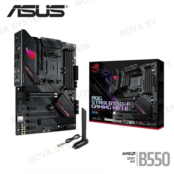 ASUS MB ASUS ROG STRIX B550-F GAMING WIFI II AM4/DDR4/4 SLOT 128GB/4800(OC)2133-3200 MHz RAM/1xHDMI 2.1(4K 60Hz)/1xD-PORT1.4(4K 60Hz)/2xM.2 (PCIe 4.0 x4/PCIe 3.0x2)/3xPCIe (4.0x16/3.0x16/3.0x1)/4xUSB3.2 TI