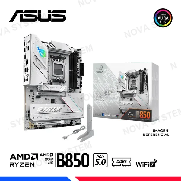 ASUS MB ASUS ROG STRIX B850-A GAMING WIFI7 AM5/DDR5/4 SLOT 256GB/8200(OC)4800-6400 MHz RAM (XMP)/HDMI2.1x1(4K 60Hz)/D-PORT1.4x1(8K 60Hz)/1xPCIe 5.0 x16/3xPCIe 4.0 x16/SLOTS M.2x4/PCIe 5.0x2/PCIe 4.1x2/6 SA