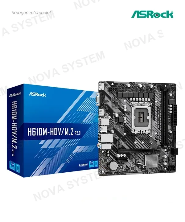 ASROCK MB ASROCK H610M-HDV/M.2 R2.0 LGA1700/DDR4/2 SLOT 64GB/2133-3200 MHz RAM/1xD-PORT1.4(4K 60Hz)/1xHDMI 2.1(4K 60Hz)/1xD-Sub/1xM.2 PCIe3.0 x4/2xPCIe (PCIe 4.0x16/PCIe 3.0x1)/2xUSB3.2 Tipo A/4xUSB2.0 Tipo