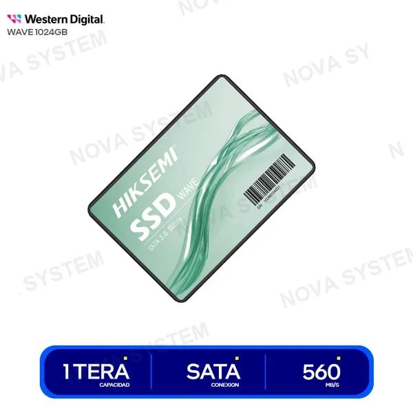 HIKSEMI SSD SOLIDO SATA 2.5 HIKSEMI 1TB 1024GB WAVE 6Gb/s/V.ESCRITURA 510 MB/s/V.LECTURA 550 MB/s/TBW 340/NAND 3D