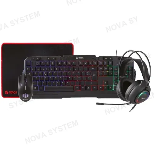 TEROS KIT TEROS MULTIMEDIA TE-4063N / TECLADO / MOUSE / HEADSET / MOUSEPAD