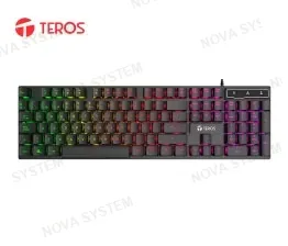 TECLADO GAMER TEROS TE-4072G, RAINBOW, MEMBRANA, USB, NEGRO