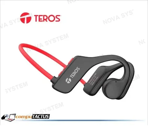 AURICULAR TEROS TE-8078R, CONDUCCION DE AIRE, BLUETOOTH, ROJO/GRIS