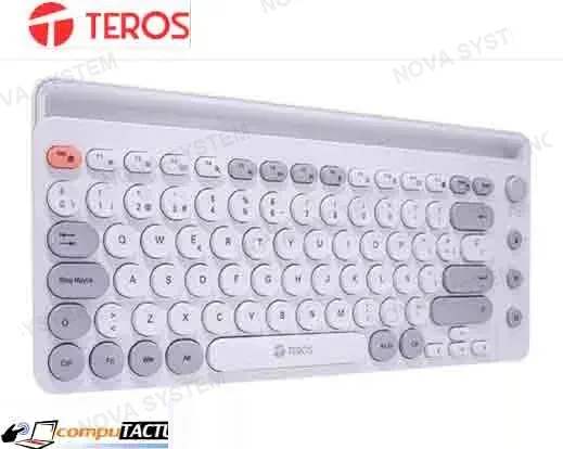 TECLADO INALÁMBRICO TEROS TE-4070S, 2.4 GHZ, BLUETOOTH 3.0 / 5.2, 80 TECLAS, BLANCO