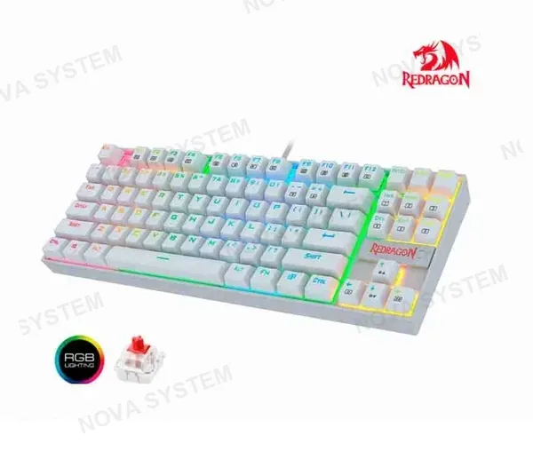 TECLADO MECANICO REDRAGON KUMARA WHITE SPANISH (RGB) SWITCH RED (K552W-RBG-SP)