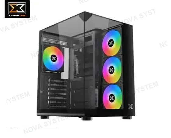 CASE AQUA COMPACT (BK) ATX, 4 FANS ARGB, PANEL FRONTAL E IZQUIERDO Y SUPERIOR VIDRIO TEMPLADO, 1USB 3.0, 1USB 2.0, (EN48241) XIGMATEK