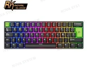 TECLADO ROYAL KLUDGE RK-C61 MAGNETICO,SWITH MINT, 60% USB-C RGB, ESPAÑOL, BLACK/GREEN