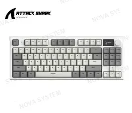 TECLADO MECANICO ATTACK SHARK K86 RGB GRAY CON PANTALLA, INALAMBRICO, BLUETOOTH 5.0 Y 2.4G, SWITCH BLUE, 75%