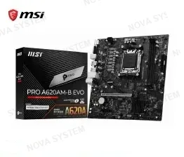 PLACA MADRE MSI PRO A620AM-B EVO, CHIPSET AMD A620A, SOCKET AM5, HDMI, VGA, MATX