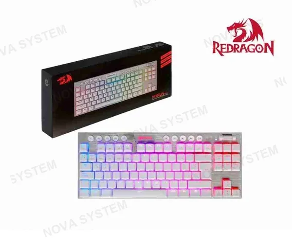 TECLADO GAMER REDRAGON HORUS TKL WIRELESS WHITE (K621-RGB-SP) RED SWITCH BLANCO