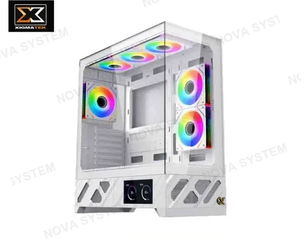 CASE ALPHARD PRO ARTIC (WHITE) EATX, 6 FANS ARGB, PANEL FRONTAL E IZQUIERDO VIDRIO TEMPLADO, 2USB 3.0, LCD DE 6", (EN48234) XIGMATEK