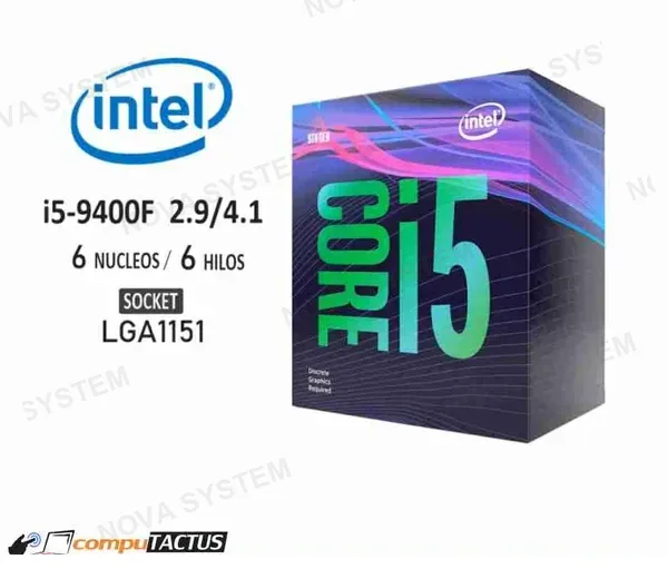 PROCESADOR INTEL CORE I5-9400F, 2.90 GHZ, LGA1151, 65W, (9TH-GEN)