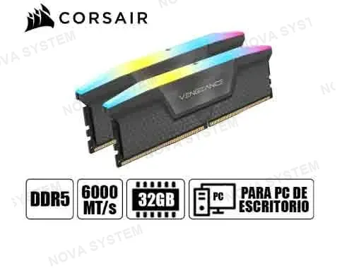 MEMORIA RAM CORSAIR VENGEANCE RGB 16GB 6000MHZ DDR5, CL36 (CMH16GX5M1E6000Z36)