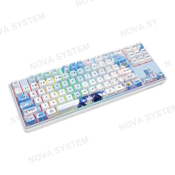 TECLADO MECANICO REDRAGON STAR BLADE PRO RGB INALAMBRICO BT US (SW-MINT MAMBO) | ANIME BLANCO / AZUL