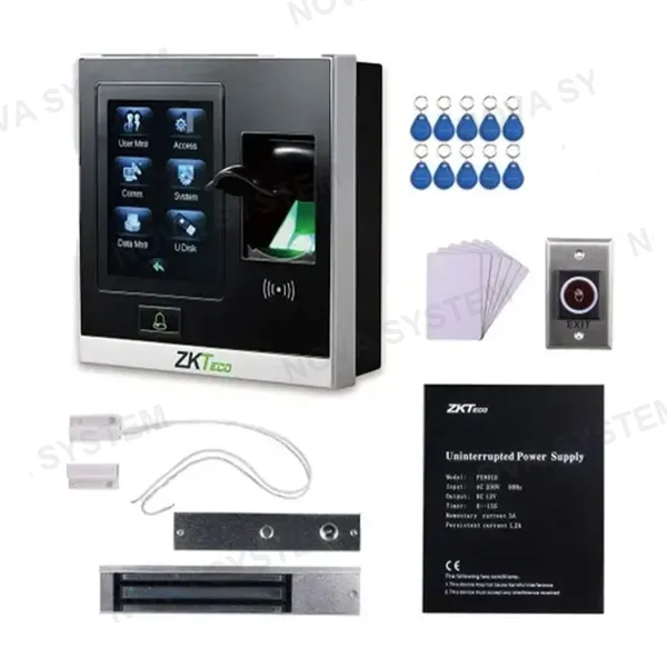 ZKTECO SF400 E LOCK KIT Kit de Acceso: SF400+Cerradura 250Kg+Fuente PS902+Botón sin contacto+Tarjetas de Proximidad