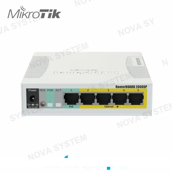 MIKROTIK MIKROTIK RB260GSP Switch Inteligente Ethernet Gigabit PoE 5 Puertos, Jaula SFP
