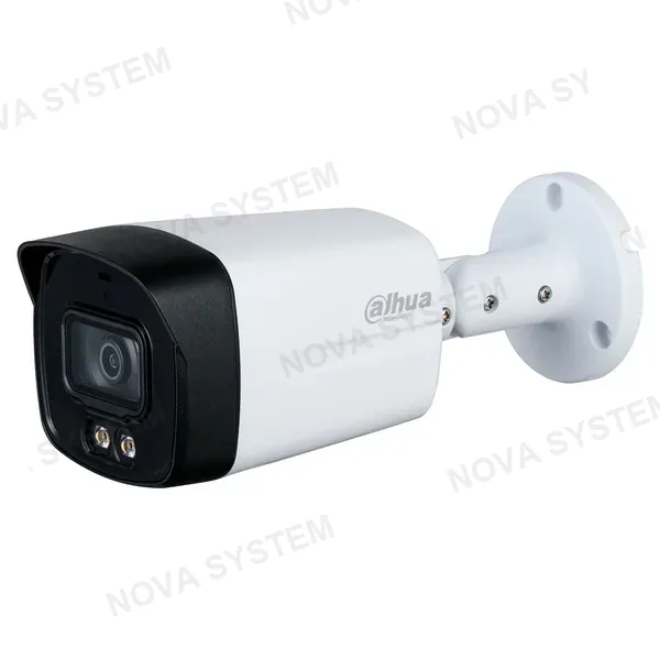 DAHUA DAHUA HAC-HFW1509TLM(-A)-LED Cámara de seguridad analógica 2K 5MP, 2.8mm IR/LED 40m, IP67, Micrófono, FullColor