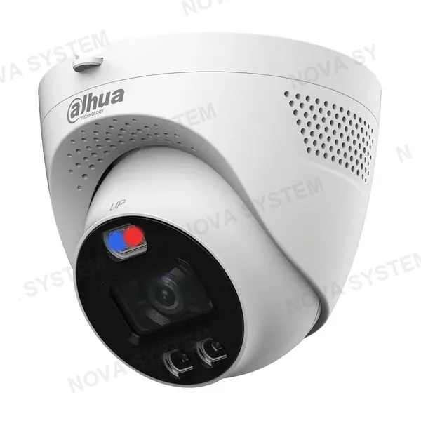DAHUA DAHUA HAC-ME1509TQ-PV Cámara de vigilancia analógica 2K 5MP domo, 2.8mm visión nocturna LED 40m, disuasión activa, Full Color