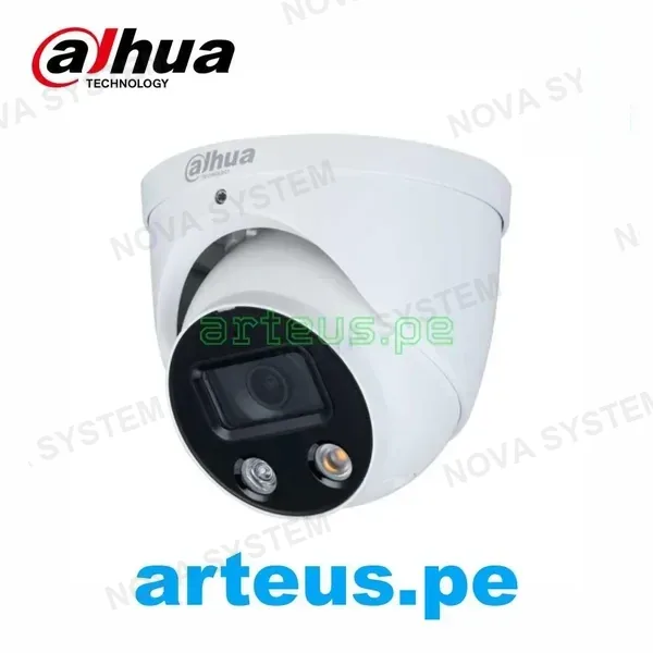 DAHUA DAHUA IPC-HDW3549H-AS-PV Cámara de vigilancia IP 2K Domo 5MP Lente 2.8mm. IP67. Visión nocturna IR 30m con micrófono y parlante. Disuasión activa y analítica WizSense. Full color