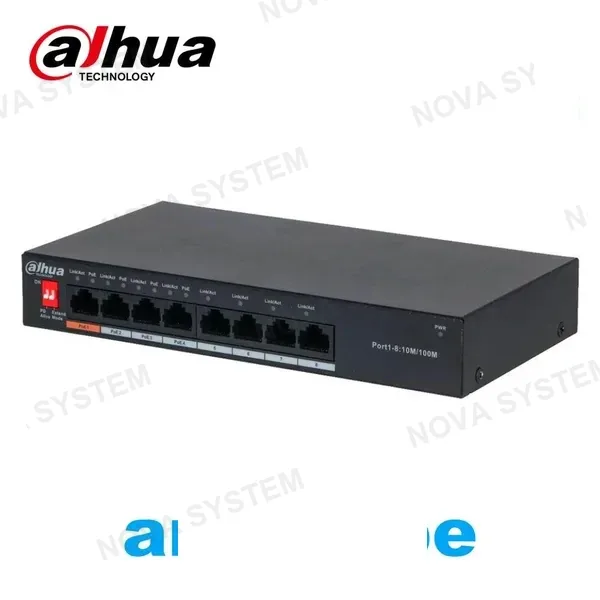 DAHUA DAHUA PFS3008-8ET-60 - Switch de 8 puertos con 4 puertos POE. Conmutador 10/100. Potencia 60w. No administrable