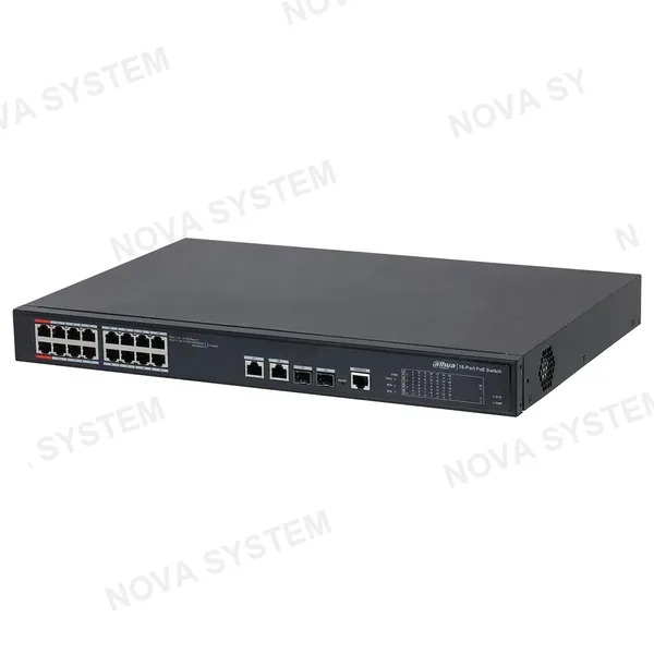 DAHUA DAHUA DH-PFS4218-16ET-240, Switch 16 Puertos POE 10/100, 2Uplink Giga, 2SFP, 240w. Administra, Capa 2