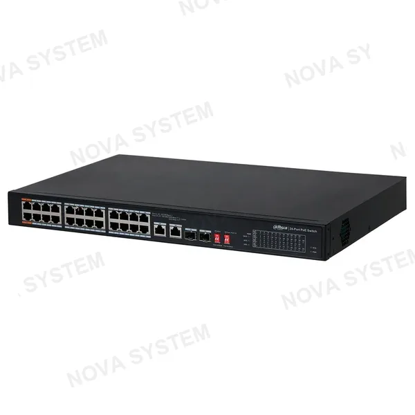 DAHUA DAHUA DH-PFS3226-24ET-240 Switch PoE de 24 puertos 10/100 240W, 2 puertos SFP 1G de Fibra Óptica. Administrable Capa 2. HI-POE