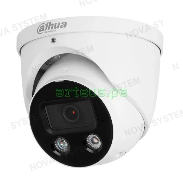 DAHUA IPC-HDW3449H-AS-PV TIOC Cámara de Seguridad IP POE 2K 4MP 2.8mm WDR IP67 Micrófono Parlante LED 40m WIZSENSE FULLCOLOR