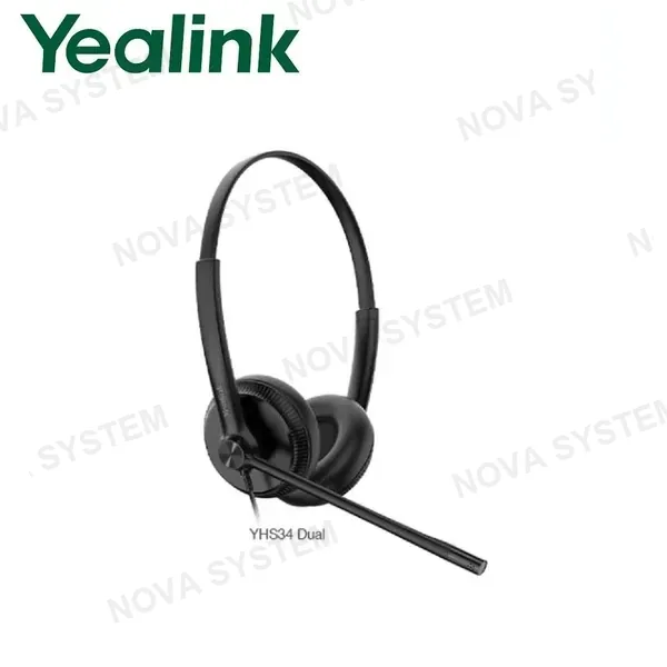 YEALINK Auricular dual profesional YEALINK YHS-34 DUAL Audifono duo con conexion QD y cable RJ, diseño ultraligero. Ideal para oficinas y call center.
