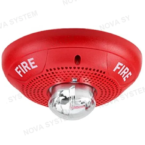 SYSTEM SENSOR SPSCR Parlante con estrobo para techo rojo