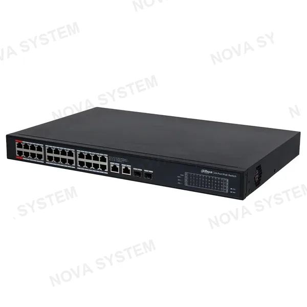 DAHUA DAHUA DH-PFS3228-24GT-360 Switch Conmutador de 24 puertos POE 360w Gigabit. 2 Puertos de Fibra Óptica. 10/100/1000. No administrable. Capa 2. 2 Puertos SFP. HI-POE