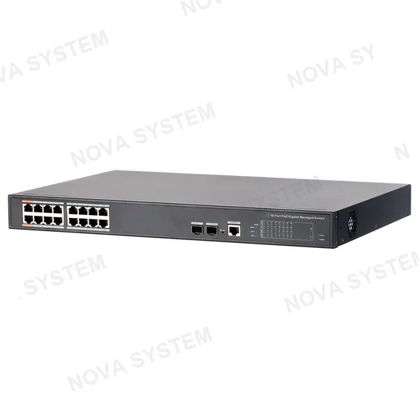 DAHUA DAHUA DH-PFS4218-16GT-240, Switch 16 Puertos POE Giga, 2SFP, 240w. Administra, Capa 2