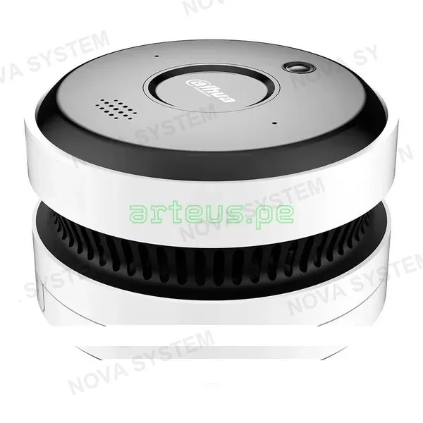 DAHUA DHI-HY-SAV849HAN-E Cámara de Seguridad IP POE con Sensor de Humo 2K 5MP Micrófono Parlante WIZSENSE