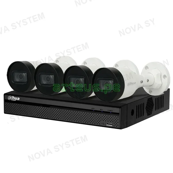 DAHUA DAHUA KIT-NVR4CH-4BUL Kit Cámaras de Seguridad IP POE Full HD 2MP: NVR 4CH y 4 cámaras exterior