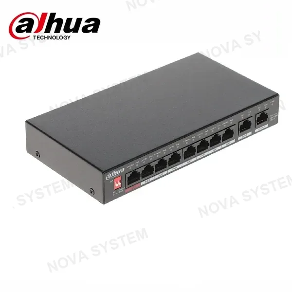 DAHUA DAHUA DH-PFS3010-8GT-96 - Switch Conmutador de 8 puertos POE 96w. Giga 10/100/1000. Capa 2. No administrable. POE 2.0