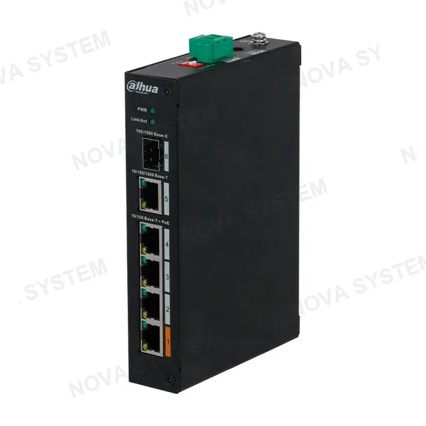 DAHUA DAHUA DH-PFS3106-4ET-60, Switch 4 Puertos POE 10/100Mbps, 2Uplink Giga, 2SFP, 60w. No administra. Capa 2. Hi POE