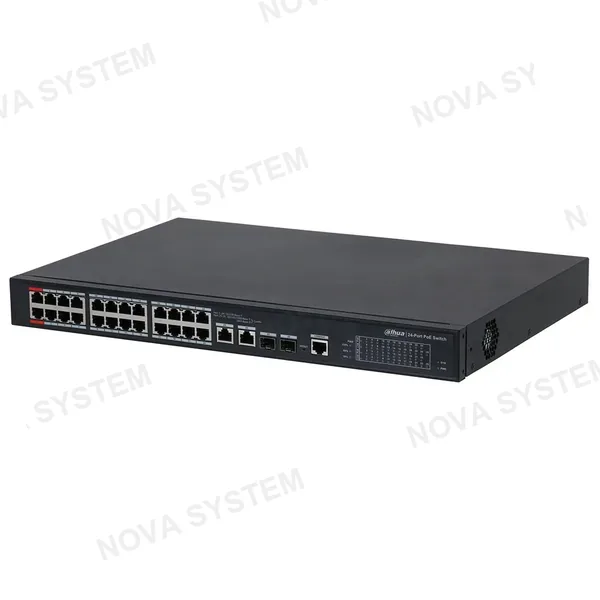 DAHUA DAHUA DH-PFS4226-24ET-360 - Switch Conmutador de 24 puertos POE 360w con 2 Puertos de Fibra óptica. 10/100mbps. Administrable. Capa 2. 2 Puertos SFP. HI-POE