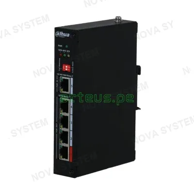 DAHUA DAHUA PFT1500 - Extensor de señal PoE de 5 puertos. 4 puertos Ethernet PoE de 100Mbps + 1 puerto Ethernet PoE de 1000Mbps