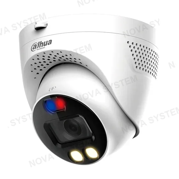 DAHUA DAHUA HAC-ME1239TQN-A-PV TIOC Cámara de seguridad analógica 2MP domo, 2.8mm IR LED 40m, luz dual y sirena, Super Adapt