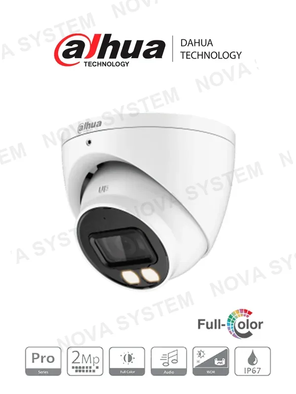 DAHUA DAHUA DH-HAC-HDW2249T-A-LED Cámara de vigilancia domo 2mp full hd lente 3.6mm. wdr ip67. visión nocturna led 40m con micrófono full color