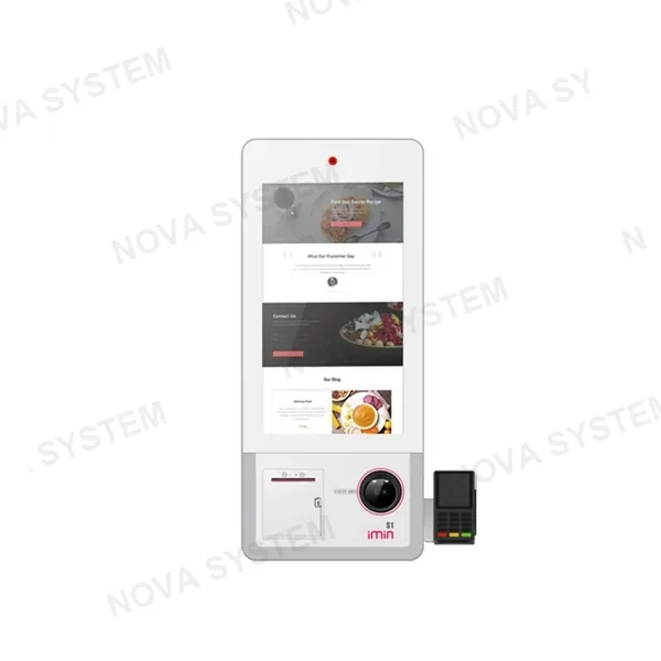 IMIN S1-701, Kiosko de Autoservicio Pantalla 21.5" Full HD Android 11/4 núcleos 2Ghz 4GB+64GB Cámara Altavoz Impresora 80mm Lector 2D