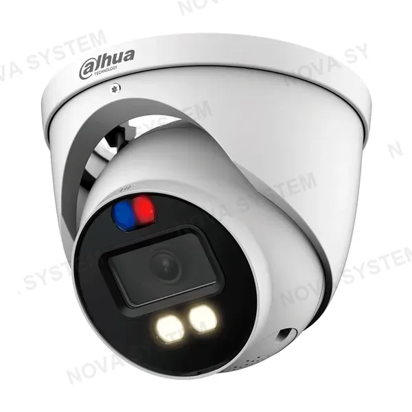 DAHUA DAHUA HAC-ME1239H-A-PV Cámara de Seguridad Analógica 2MP Domo, Disuasión Activa, Luz Dual Inteligente