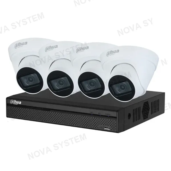 DAHUA DAHUA KIT/NVR1104HS-P-S3/H/4- HDW1230T1P-02 Kit Videovigilancia Gtabador + 4Domo