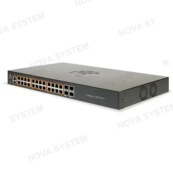 CAMBIUM MX-EX1028PXA-0 CNMATRIX EX1028-P Switch Inteligente Ethernet PoE+, 24 Puertos de Fibra Sfp de 1gGbps y 4 de 1Gbps - Sin Cable de Alimentación