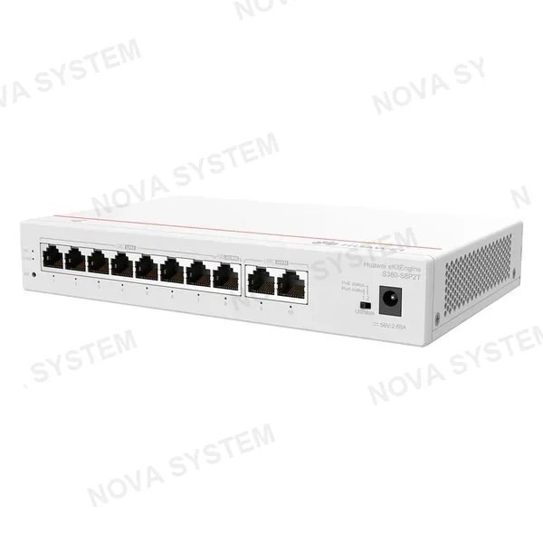 HUAWEI S380-S8P2T Switch Multi-Servicio PoE con 8Puertos 2GE WAN + 8GE LAN+ 124 W