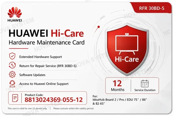 HUAWEI 8813024369-055-12 Acceso de Garantia 2Pro EDU 75-86 y B2 65-Hi-Care RFR 30BD-S-12 meses por tarjeta