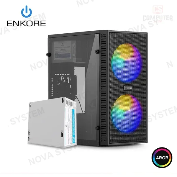 CASE ENKORE KINGDOM+ ENC 3003R ARGB CON FUENTE 230W PANEL ACRILICO MICRO ATX