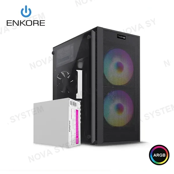 CASE ENKORE RANDOM ENK 3021 ARGB CON FUENTE 250W VIDRIO TEMPLADO MINI TOWER