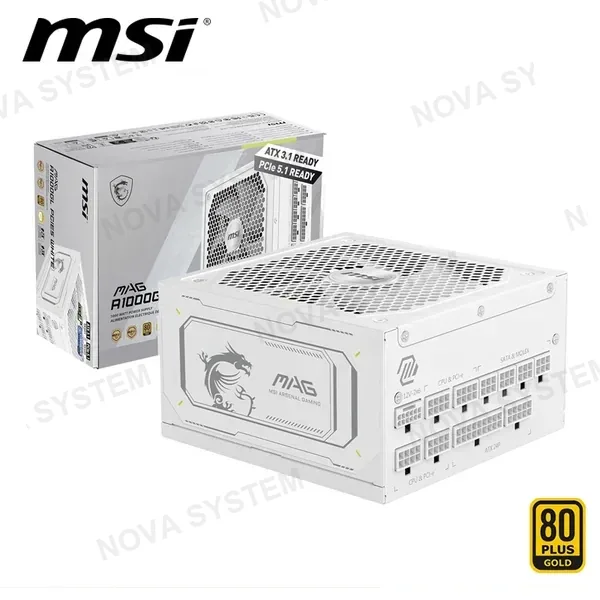 FUENTE DE PODER MSI MAG A1000GL PCIE5 WHITE 1000W 80 PLUS GOLD FULL MODULAR (PN:306-7ZP9B63-CE0