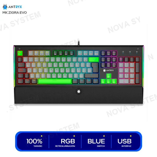 ( AMK-900KR1RE-SP ) TECLADO MECANICO ANTRYX MK ZIGRA EVO ( AMK-900KR1RE-SP